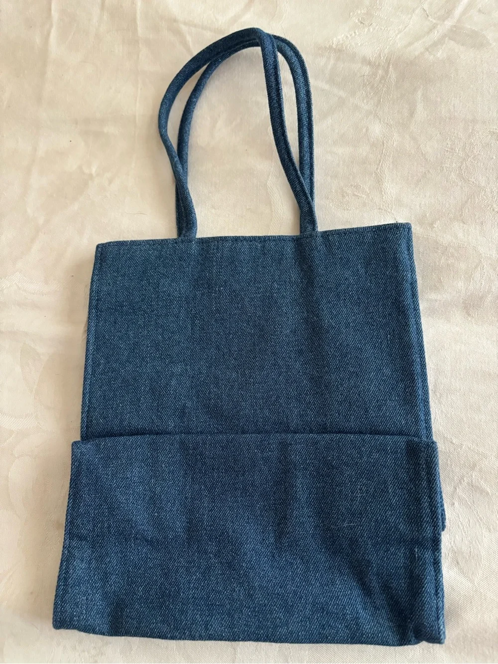 Longaberger Blue Denim Tote with Embroidered Autumn Patch